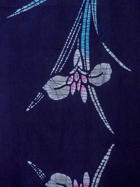 画像4: O0228C 女性用注染浴衣  綿 藍, あやめ 【中古】【USED】【リサイクル】 ★★★☆☆【O0228C】 (4)