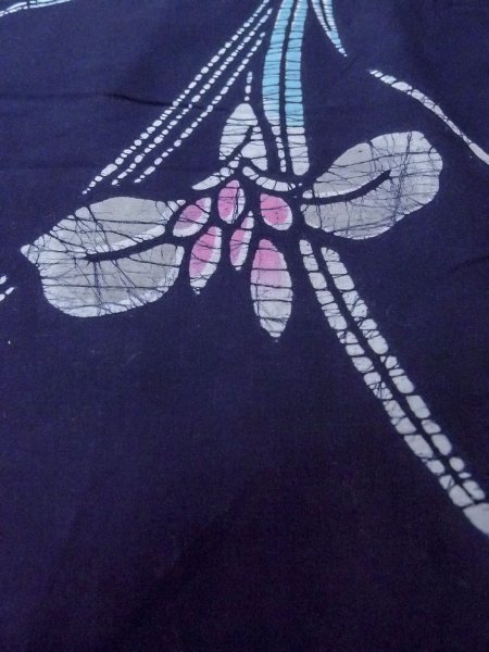 画像9: O0228C 女性用注染浴衣  綿 藍, あやめ 【中古】【USED】【リサイクル】 ★★★☆☆【O0228C】 (9)