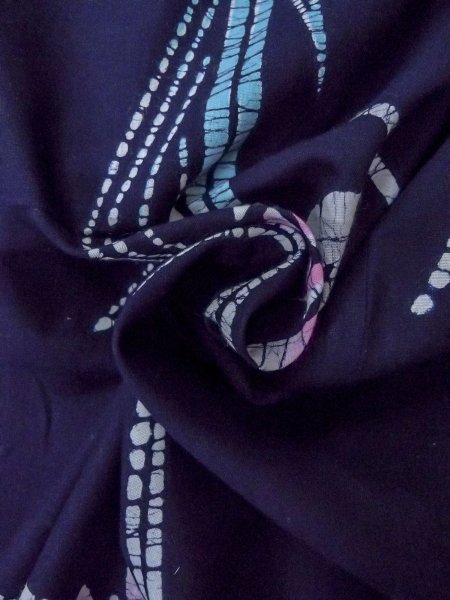 画像11: O0228C 女性用注染浴衣  綿 藍, あやめ 【中古】【USED】【リサイクル】 ★★★☆☆【O0228C】 (11)