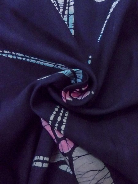 画像12: O0228C 女性用注染浴衣  綿 藍, あやめ 【中古】【USED】【リサイクル】 ★★★☆☆【O0228C】 (12)