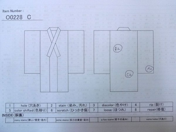 画像13: O0228C 女性用注染浴衣  綿 藍, あやめ 【中古】【USED】【リサイクル】 ★★★☆☆【O0228C】 (13)