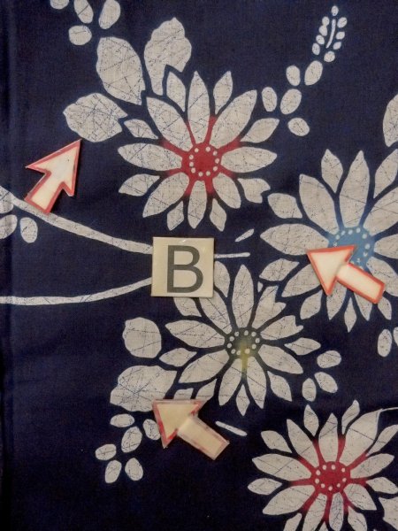 画像15: O0228D 女性用注染浴衣  綿 藍, 花 【中古】【USED】【リサイクル】 ★★☆☆☆【O0228D】 (15)