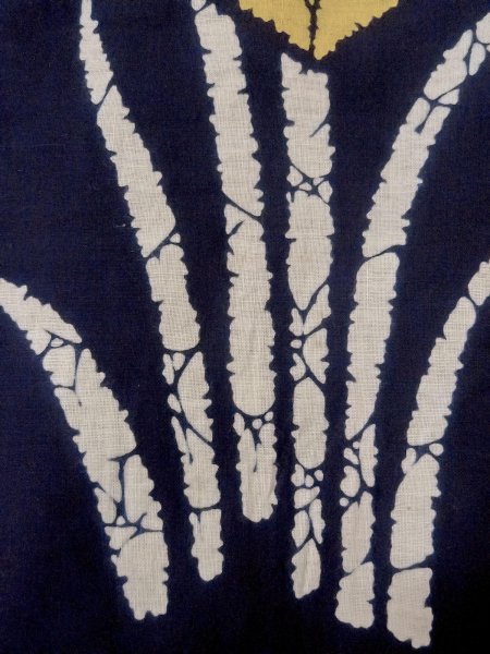 画像7: O0228E 女性用注染浴衣  綿 藍, あやめ 【中古】【USED】【リサイクル】 ★★☆☆☆【O0228E】 (7)