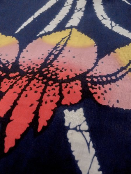 画像9: O0228E 女性用注染浴衣  綿 藍, あやめ 【中古】【USED】【リサイクル】 ★★☆☆☆【O0228E】 (9)