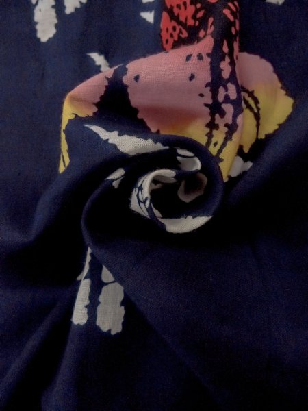 画像11: O0228E 女性用注染浴衣  綿 藍, あやめ 【中古】【USED】【リサイクル】 ★★☆☆☆【O0228E】 (11)