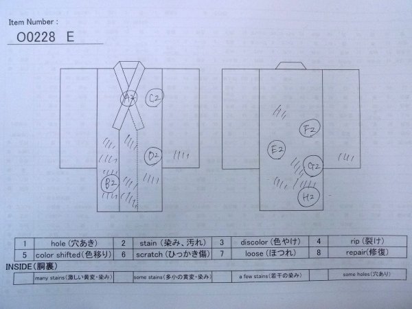 画像13: O0228E 女性用注染浴衣  綿 藍, あやめ 【中古】【USED】【リサイクル】 ★★☆☆☆【O0228E】 (13)