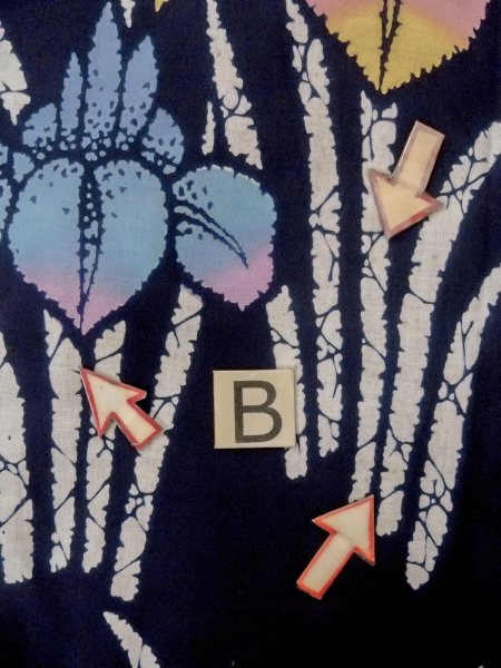 画像15: O0228E 女性用注染浴衣  綿 藍, あやめ 【中古】【USED】【リサイクル】 ★★☆☆☆【O0228E】 (15)