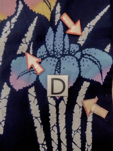 画像17: O0228E 女性用注染浴衣  綿 藍, あやめ 【中古】【USED】【リサイクル】 ★★☆☆☆【O0228E】 (17)