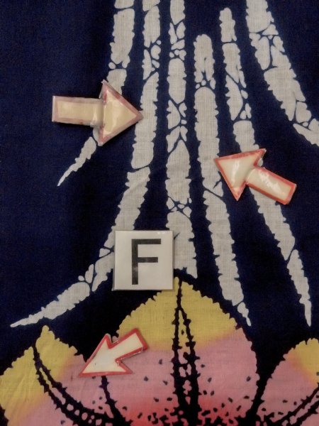 画像19: O0228E 女性用注染浴衣  綿 藍, あやめ 【中古】【USED】【リサイクル】 ★★☆☆☆【O0228E】 (19)