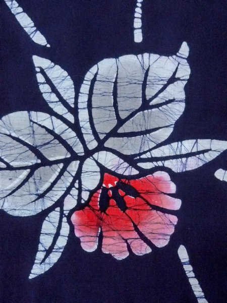 画像5: O0228F 女性用注染浴衣  綿 藍, 花 【中古】【USED】【リサイクル】 ★★★☆☆【O0228F】 (5)