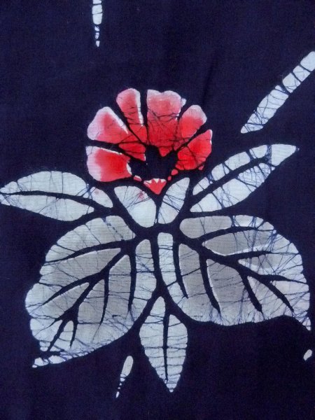 画像6: O0228F 女性用注染浴衣  綿 藍, 花 【中古】【USED】【リサイクル】 ★★★☆☆【O0228F】 (6)