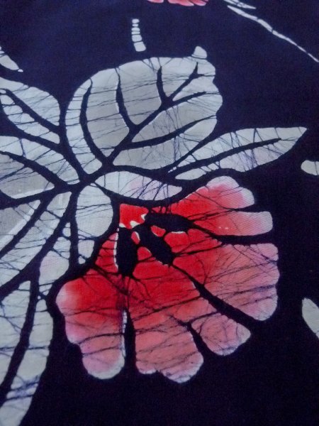 画像9: O0228F 女性用注染浴衣  綿 藍, 花 【中古】【USED】【リサイクル】 ★★★☆☆【O0228F】 (9)