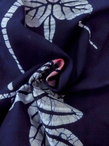 画像12: O0228F 女性用注染浴衣  綿 藍, 花 【中古】【USED】【リサイクル】 ★★★☆☆【O0228F】 (12)