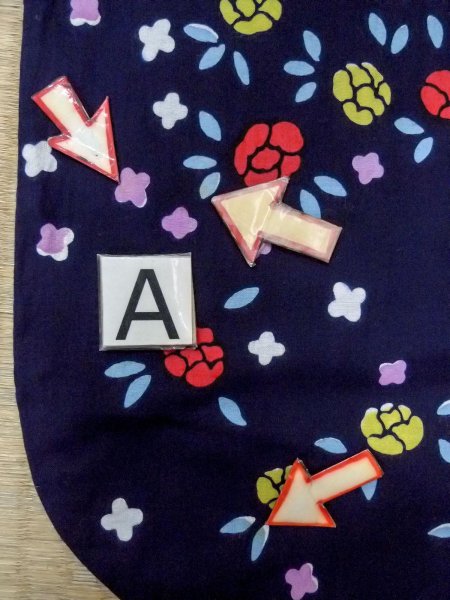 画像14: O0228G 女性用浴衣（日本製）  綿 藍, 花 【中古】【USED】【リサイクル】 ★★★☆☆【O0228G】 (14)