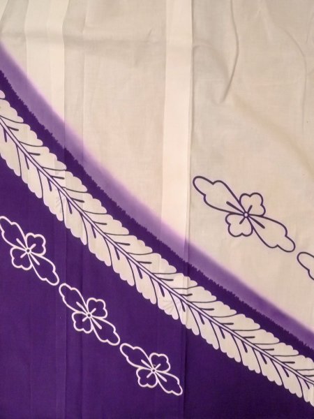 画像3: O0228H 女性用浴衣（日本製）  綿麻 白, 花 【中古】【USED】【リサイクル】 ★★☆☆☆【O0228H】 (3)