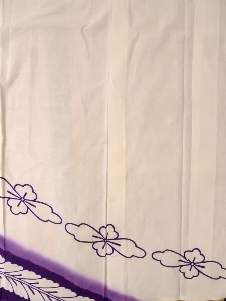 画像4: O0228H 女性用浴衣（日本製）  綿麻 白, 花 【中古】【USED】【リサイクル】 ★★☆☆☆【O0228H】 (4)