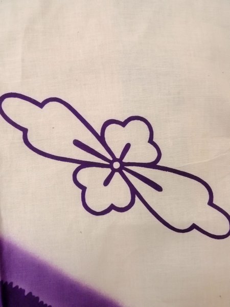 画像7: O0228H 女性用浴衣（日本製）  綿麻 白, 花 【中古】【USED】【リサイクル】 ★★☆☆☆【O0228H】 (7)