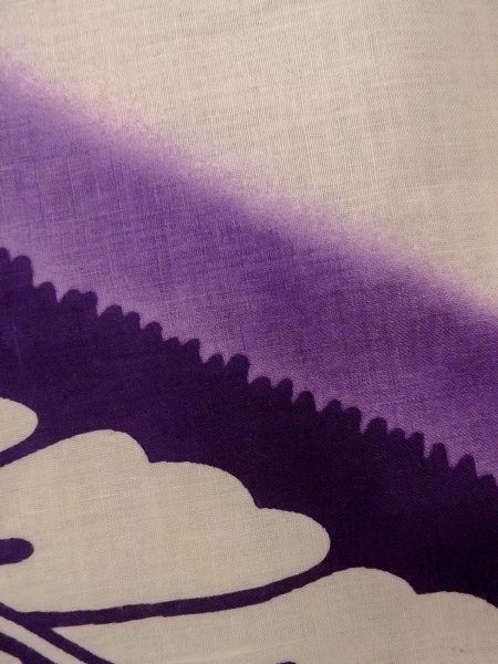 画像8: O0228H 女性用浴衣（日本製）  綿麻 白, 花 【中古】【USED】【リサイクル】 ★★☆☆☆【O0228H】 (8)