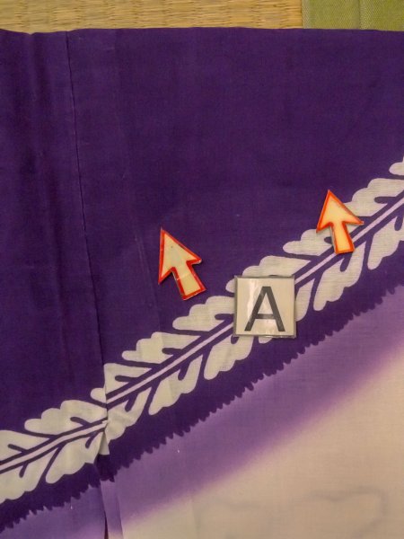 画像16: O0228H 女性用浴衣（日本製）  綿麻 白, 花 【中古】【USED】【リサイクル】 ★★☆☆☆【O0228H】 (16)