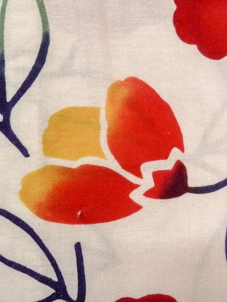 画像6: O0228I 女性用注染浴衣  綿 白, 椿 【中古】【USED】【リサイクル】 ★☆☆☆☆【O0228I】 (6)