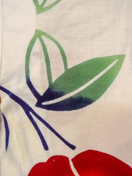 画像7: O0228I 女性用注染浴衣  綿 白, 椿 【中古】【USED】【リサイクル】 ★☆☆☆☆【O0228I】 (7)