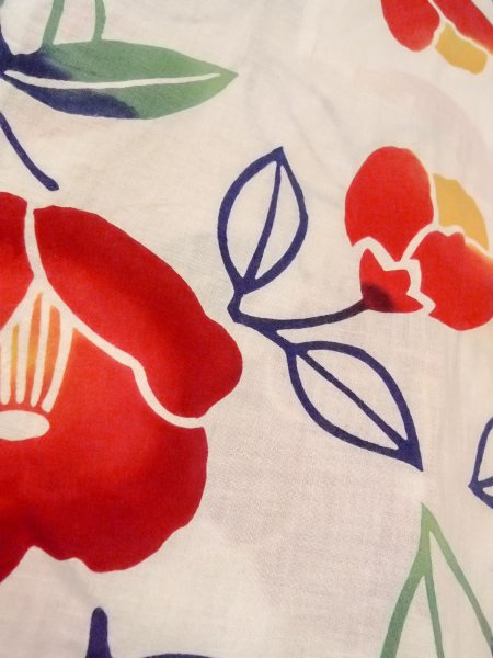 画像8: O0228I 女性用注染浴衣  綿 白, 椿 【中古】【USED】【リサイクル】 ★☆☆☆☆【O0228I】 (8)