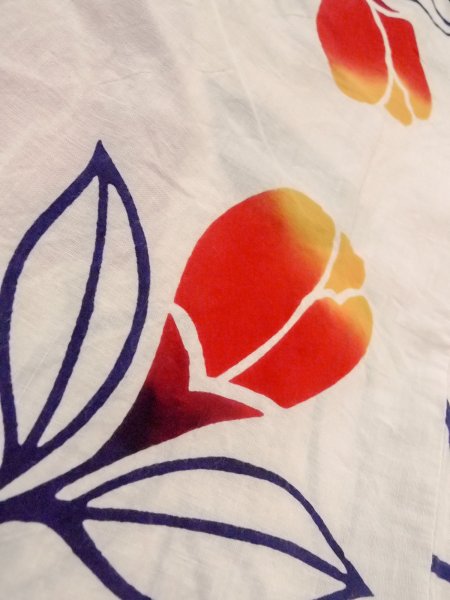 画像10: O0228I 女性用注染浴衣  綿 白, 椿 【中古】【USED】【リサイクル】 ★☆☆☆☆【O0228I】 (10)