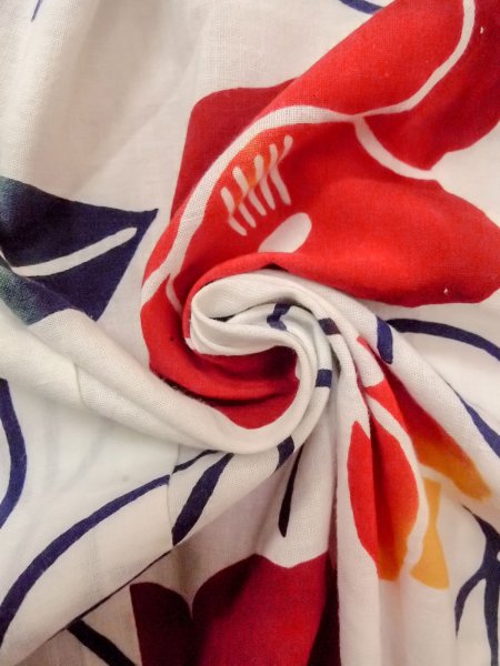 画像11: O0228I 女性用注染浴衣  綿 白, 椿 【中古】【USED】【リサイクル】 ★☆☆☆☆【O0228I】 (11)