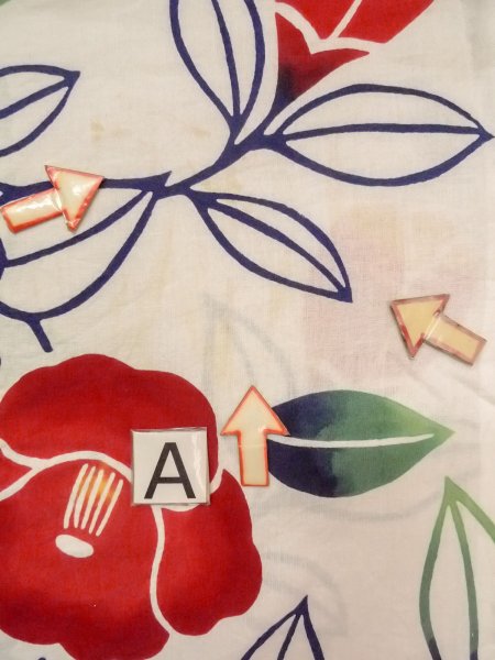 画像14: O0228I 女性用注染浴衣  綿 白, 椿 【中古】【USED】【リサイクル】 ★☆☆☆☆【O0228I】 (14)