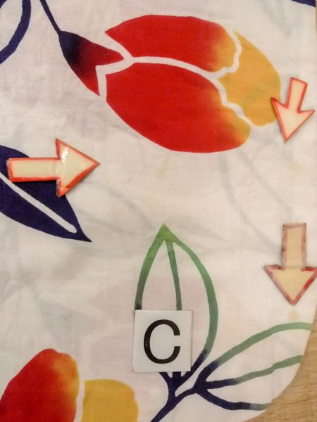 画像16: O0228I 女性用注染浴衣  綿 白, 椿 【中古】【USED】【リサイクル】 ★☆☆☆☆【O0228I】 (16)