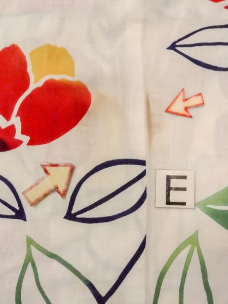 画像18: O0228I 女性用注染浴衣  綿 白, 椿 【中古】【USED】【リサイクル】 ★☆☆☆☆【O0228I】 (18)