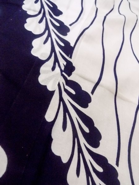 画像9: O0228M 女性用浴衣（日本製）  綿 白, 花 【中古】【USED】【リサイクル】 ★★★☆☆【O0228M】 (9)