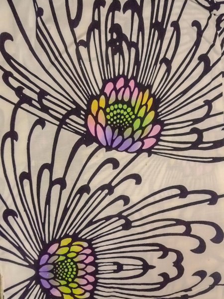 画像3: O0228N 女性用注染浴衣  綿 白, 菊 【中古】【USED】【リサイクル】 ★★☆☆☆【O0228N】 (3)