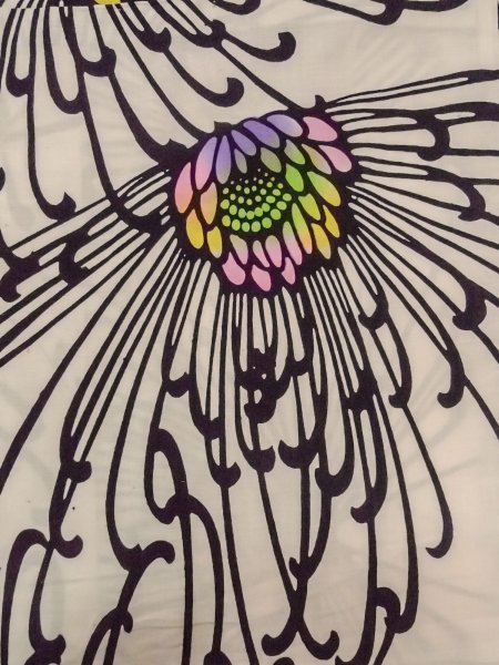 画像4: O0228N 女性用注染浴衣  綿 白, 菊 【中古】【USED】【リサイクル】 ★★☆☆☆【O0228N】 (4)