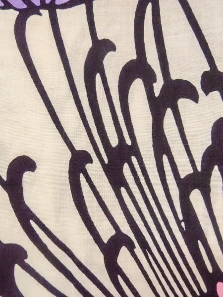 画像7: O0228N 女性用注染浴衣  綿 白, 菊 【中古】【USED】【リサイクル】 ★★☆☆☆【O0228N】 (7)