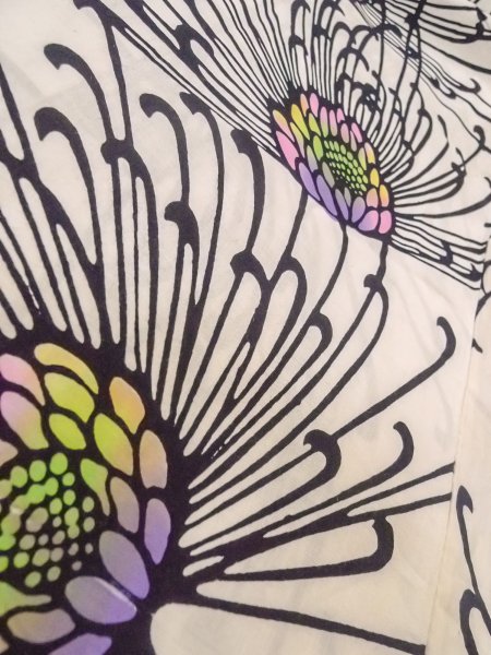 画像9: O0228N 女性用注染浴衣  綿 白, 菊 【中古】【USED】【リサイクル】 ★★☆☆☆【O0228N】 (9)