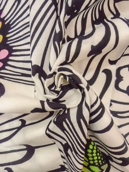 画像11: O0228N 女性用注染浴衣  綿 白, 菊 【中古】【USED】【リサイクル】 ★★☆☆☆【O0228N】 (11)