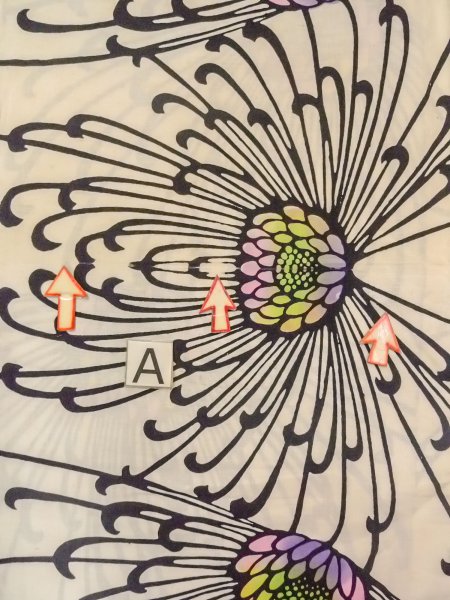 画像13: O0228N 女性用注染浴衣  綿 白, 菊 【中古】【USED】【リサイクル】 ★★☆☆☆【O0228N】 (13)