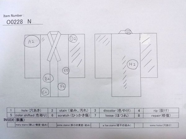 画像14: O0228N 女性用注染浴衣  綿 白, 菊 【中古】【USED】【リサイクル】 ★★☆☆☆【O0228N】 (14)