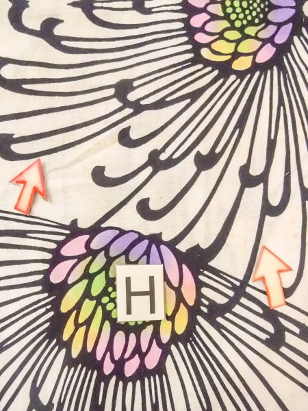 画像22: O0228N 女性用注染浴衣  綿 白, 菊 【中古】【USED】【リサイクル】 ★★☆☆☆【O0228N】 (22)