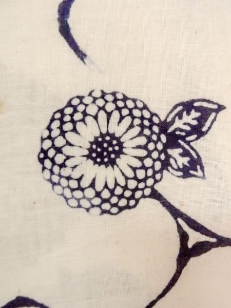 画像6: O0228O 女性用注染浴衣  麻 白, 菊 【中古】【USED】【リサイクル】 ★★☆☆☆【O0228O】 (6)