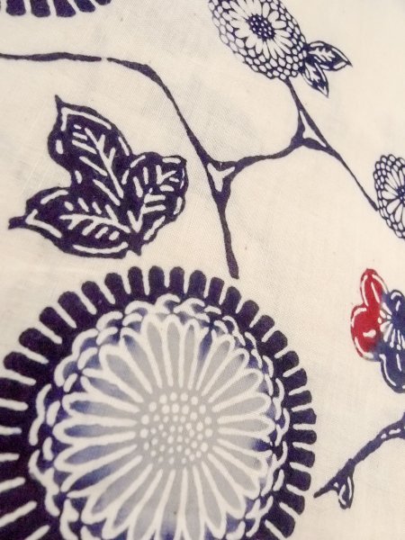 画像8: O0228O 女性用注染浴衣  麻 白, 菊 【中古】【USED】【リサイクル】 ★★☆☆☆【O0228O】 (8)