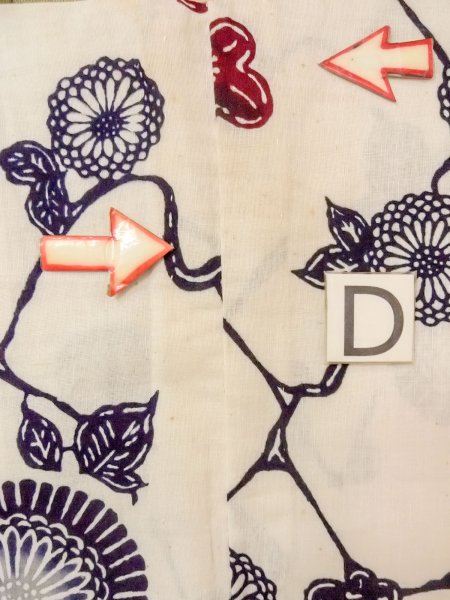 画像17: O0228O 女性用注染浴衣  麻 白, 菊 【中古】【USED】【リサイクル】 ★★☆☆☆【O0228O】 (17)