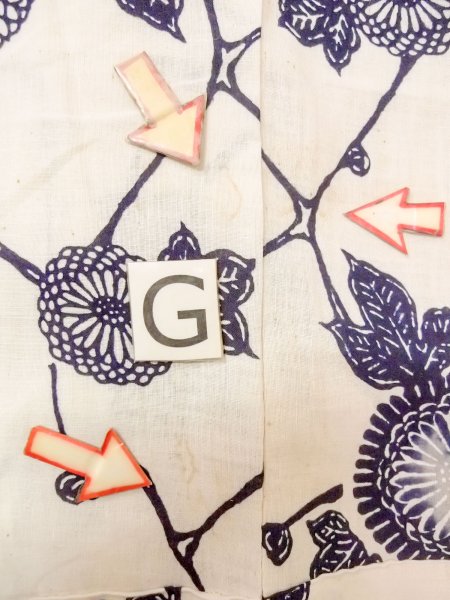 画像19: O0228O 女性用注染浴衣  麻 白, 菊 【中古】【USED】【リサイクル】 ★★☆☆☆【O0228O】 (19)