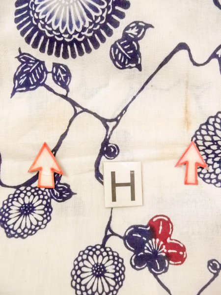 画像20: O0228O 女性用注染浴衣  麻 白, 菊 【中古】【USED】【リサイクル】 ★★☆☆☆【O0228O】 (20)