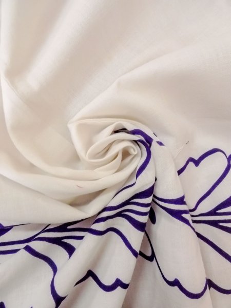 画像12: O0228P 女性用浴衣（日本製）  綿 白, 花 【中古】【USED】【リサイクル】 ★☆☆☆☆【O0228P】 (12)