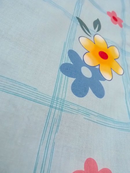画像8: O0228Q 女性用浴衣（海外製）  綿 薄い水色, 花 【中古】【USED】【リサイクル】 ★★★☆☆【O0228Q】 (8)