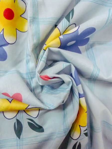 画像12: O0228Q 女性用浴衣（海外製）  綿 薄い水色, 花 【中古】【USED】【リサイクル】 ★★★☆☆【O0228Q】 (12)