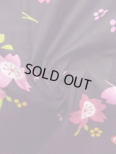画像12: O0228R 女性用浴衣（海外製）  綿 黒, 桜 【中古】【USED】【リサイクル】 ★★★☆☆【O0228R】 (12)
