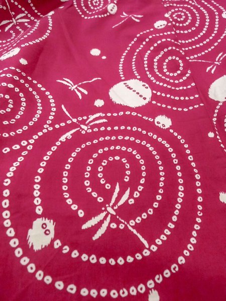 画像10: O0228S 女性用浴衣（海外製）  綿 鮮やか赤色, 丸 【中古】【USED】【リサイクル】 ★☆☆☆☆【O0228S】 (10)